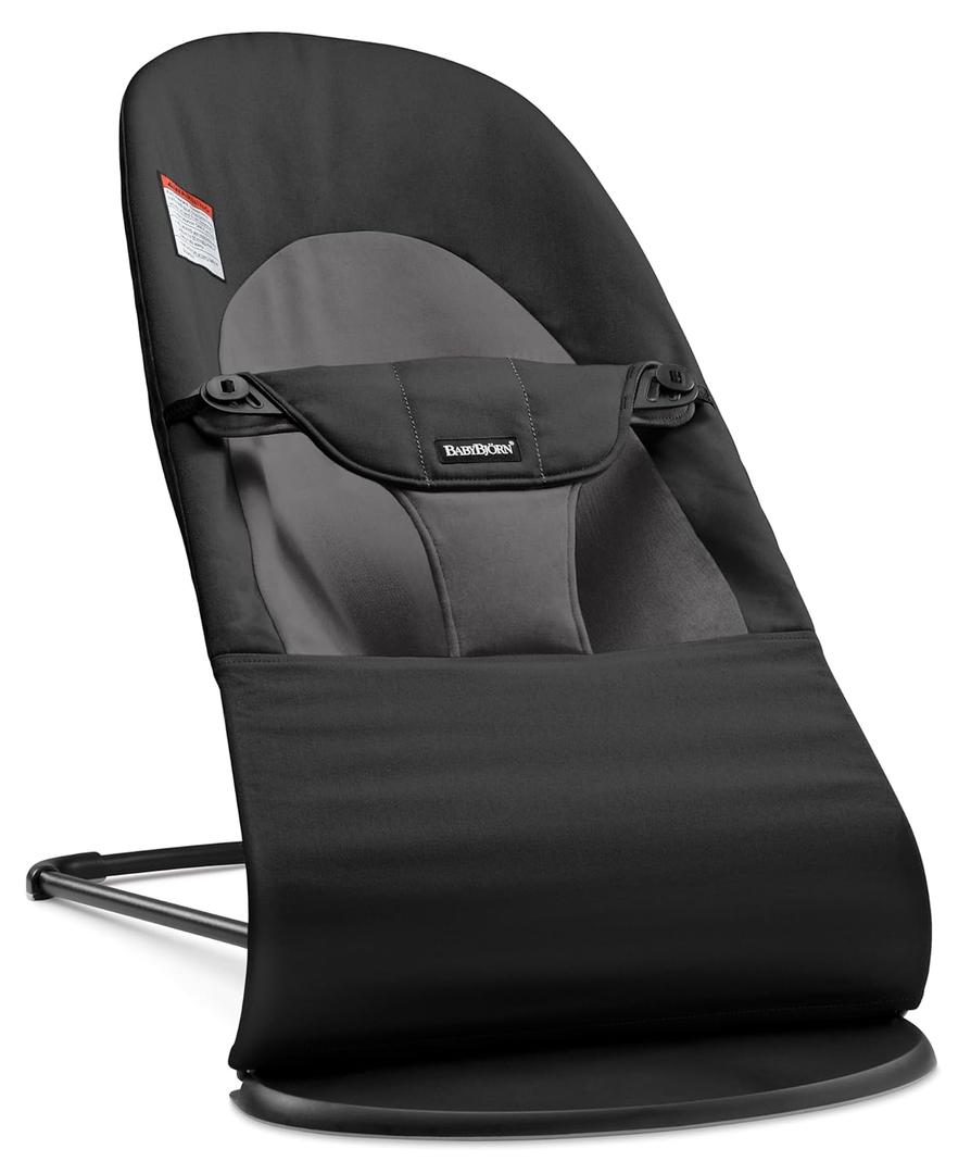BabyBjrn Bouncer Balance Soft, Black/Dark Gray, Woven | 2-in-1 Adjustable Baby Bouncer Seat and Toddler Chair, Newborn to Toddler (8-29 lbs), 4 Positions, Lightweight & Portable