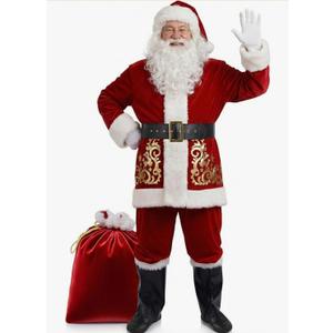 Santa Claus Costume for Adult Men's Santa Clause Suit 11pcs Deluxe Christmas Red Velvet Outfit Xmas Holiday Party Set 2XL