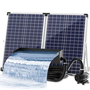 Biling 70W Stainless Solar Pond Waterfall Kit,660GPH Pump Filter 16ft Cable