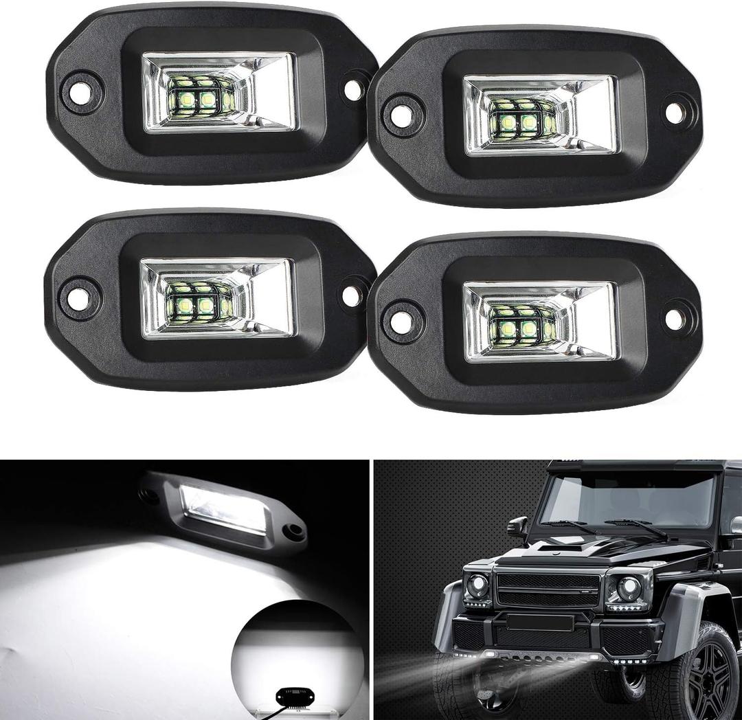 EBESTauto 4PCS Flush Mount LED Pods 12V Work Lights 20W Bumper Driving/Off Road LED Pod Lamps for ATV UTV SUV Truck Boat