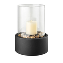 Danya B. Tabletop Pillar Hurricane Glass and Metal Candleholder with Decorative Pebble Base - Small or Large (Small)