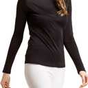 Silk Tops Turtleneck Long Sleeve Silk T Shirt Ultra Soft Thermal Layer Tops Slim High Neck Blouse (Black, XL)