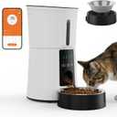 DUMOS 2.4G WiFi Automatic Cat Feeder, 4L Timed Cat Food Dispenser with APP Control, 10s Voice Recorder, Dual Power Supply, Indoor Programmable Pet Feeder with Desiccant for Small Cats and Dogs, White