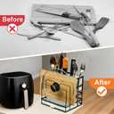Universal Knife Block Holder, Kitchen Knife Holder Storage Organizer, Stainless Steel Cutting Board Rack Pot Pan Lid Holder for Countertop, Cabinet