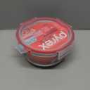Pyrex Freshlock 4 Cup Round Food Storage Container: Glass Container with Lid, Oven & Microwave Safe, Clear/Red