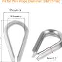 uxcell 50Pcs M5 Stainless Steel Thimble for 3/16" Dia Wire Rope, Wire Rope Cable Thimbles Rigging for Marine, Sunshade Sail, Fence