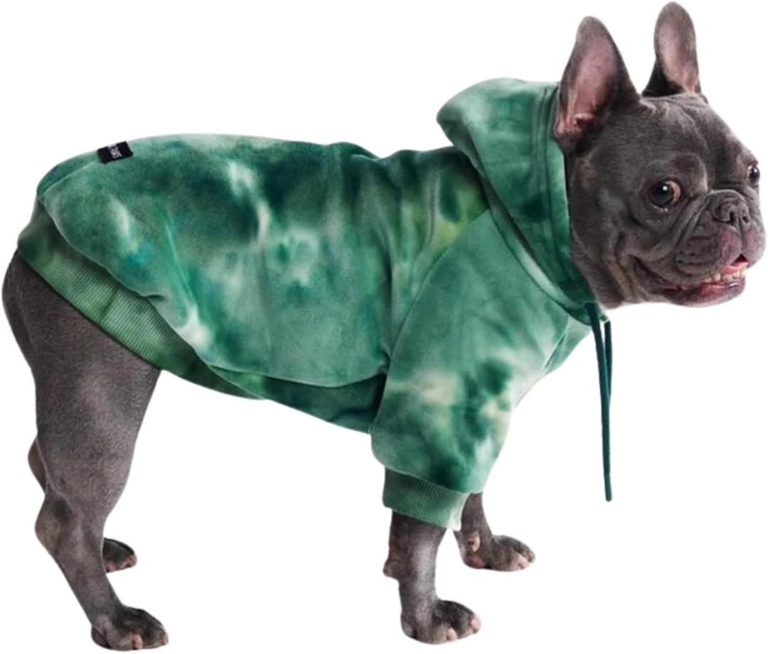 Spark Paws Dog Hoodie  Premium Dog Sweater for Small, Medium, and Large Dogs | Warm Outfits for French Bulldogs, Pitbull, Puppy, Winter Jacket Alternative - Green Skydye, L