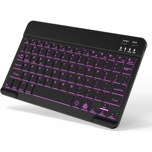 Backlit Bluetooth Keyboard Small Portable Wireless Keyboard Rechargeable Illuminated for Android Samsung Tablet Cell Phone Smartphone iPad A16 11th 10th Generation iPad Pro Air Mini iPhone (Black)