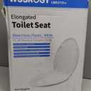 Toilet Seat Elongated, Slow Close Hinges, Four Non-Slip Bumpers, Easy to Install and Clean, Durable Plastic, White, Two Sets of Mounting Parts Included