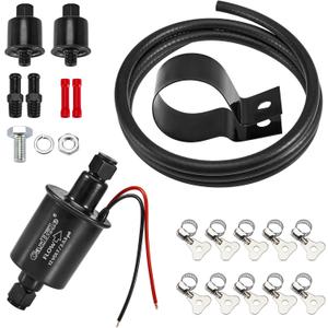 CarBole 12V Electric 2-3.5 PSI Fuel Pump with 5/16" ID Fuel Line Filter Kit Universal for Gas Gasoline Diesel