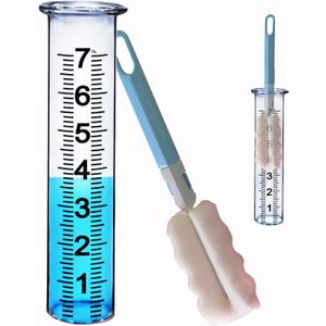 JMBay Rain Gauge Replacement Tube,7 inch Capacity Outdoor Rain Gauge Glass Tube for Garden Yard Home, Upgraded Lip Design Large Font Transparent Measure Tube,Best pcs Tube with 1 Clean Brush. (Glass Rain Gauge Tube)