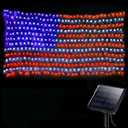 DBFAIRY Solar American Flag Lights Outdoor,420 LEDs American Flag Net Lights 6.5ft x 3.28ft Super Bright,Memorial Day Decorations of The United States for Independence/National/Memorial Day,July 4th