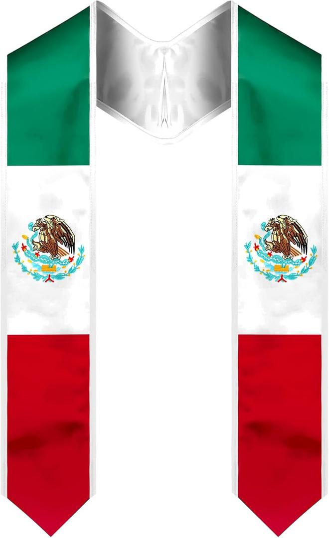 Graduation Sash, Embroidered Flag Graduation Stole for International Students 72 Inches