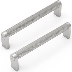 10 Pack Brushed Satin Nickel Cabinet Pulls knurled 5 Inch Hole Centers Kitchen Cabinet Handles Silver Drawer Pulls Dresser Handles