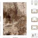10x14 Area Rugs - Modern Abstract Washable Rug, Ultra Soft Non Slip Low Pile Large Brown Rugs for Living Room, Floor Carpet for Bedroom Dining Room Office Laundry Nursery Home