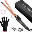 0.5 in Tiny Curling Wand with Adjustable Temperature, for Medium and Long Hair, Heat Resistant Glove, 8-in-1 Gift Set (1/2 IN, Black)