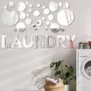 Zonon Laundry Room Mirror Decal Silver 3D Acrylic Mirror Wall Stickers DIY Wall Sticker for Bathroom Home Decorations Supplies(Silver)