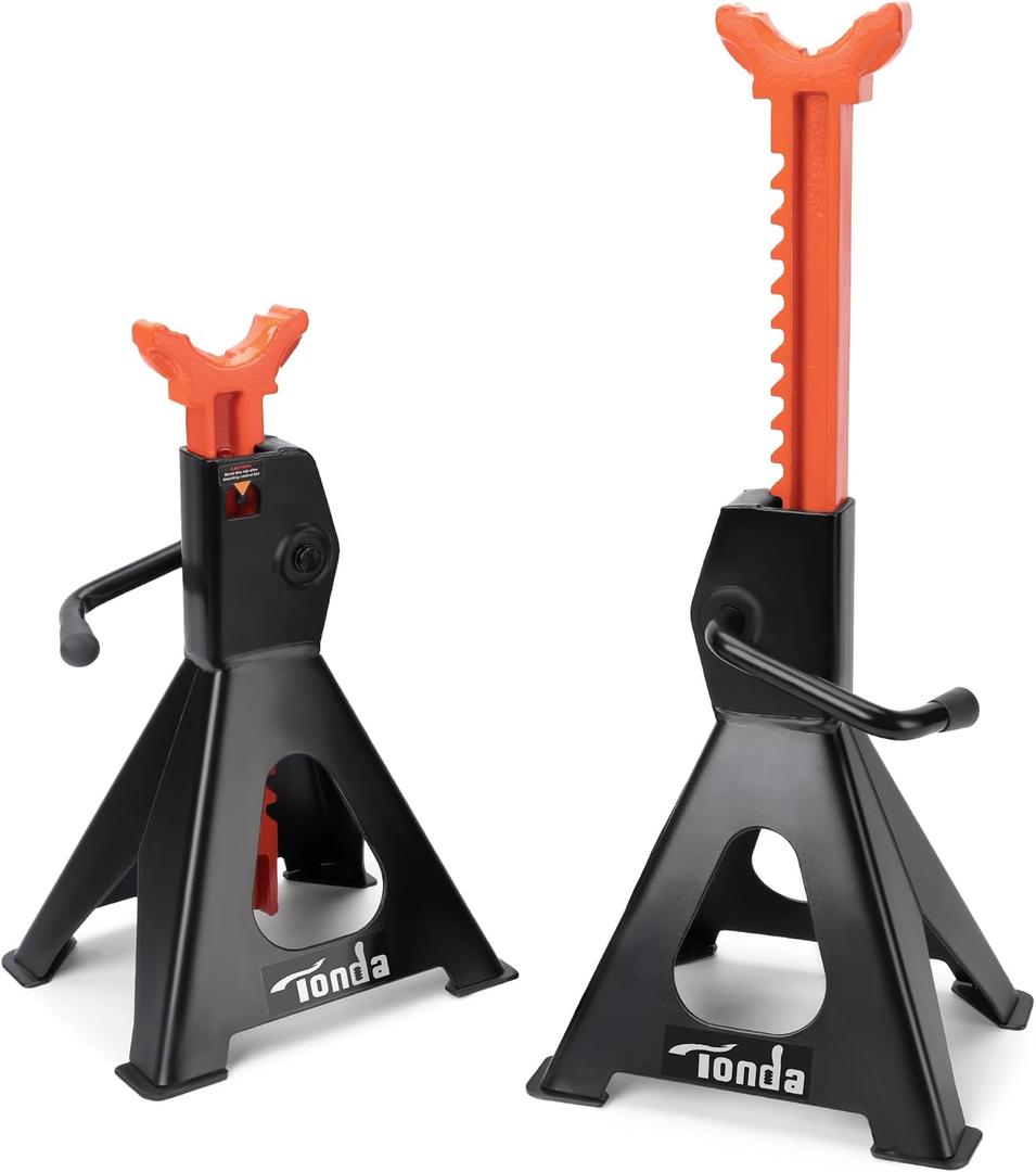 TONDA Jack Stands 3 Ton, Extra Tall Heavy Duty Car Jack Stand, 13.39-21.06 inch Adjustable Height for SUV, MPV and UTV/ATV, Black, 1 Pair
