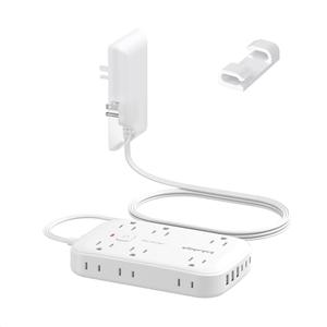 Extension Cord with Outlet Cover & Multi USB- 5 FT, Ultra Thin Plug Concealer with Cord & 12AC Outlet 6 USB (24W/4.8A), Charging Station for Multiple Devices, for Behind Wall Furniture Couch Sofa TV