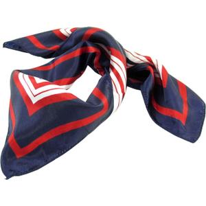 Allegra K Lady Dark Blue Red White Stripe Print Kerchief Square Small Neck Scarf Wrap