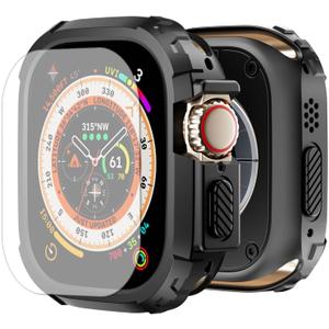 BOTOMALL Screen Protector Compatible with Apple Watch Ultra 3/2/1 49mm Bumper Case,Rugged Military Grade Flexible TPU Face Cover with Tempered Glass Film for iWatch Men Womens