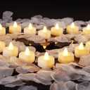 Homemory Rose Petals and Candles Set for Romantic Decorations Special Night, 2000 Pcs White Rose Petals with 24 Pcs LED Heart Candles Lights for Proposal, Anniversary, Birthday, Wedding Decor
