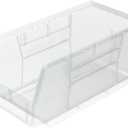 Akro-Mils 30230 AkroBins Plastic Storage Bins, Space-Saving Stackable Bins for Garage, Pantry, Craft Organization, 11" x 5" x 5", Clear, 12-Pack