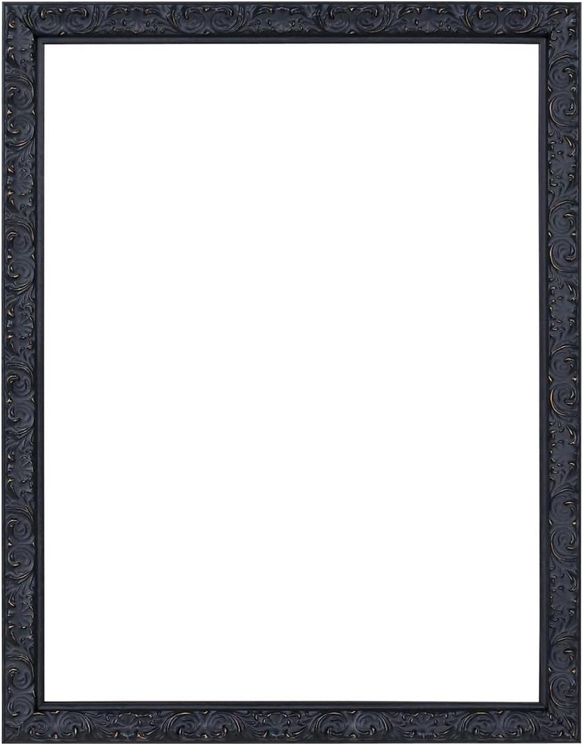 ArtXO Black12x16 inch Picture Frames for Photo Display: Wooden Gothic Picture Frame 12 by 16 for Christmas Halloween Wall Decor, Ornate Gallery Wall Frames 16x12 with Glass and Back