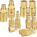 14 Pcs Air Hose Fittings 1/4 Inch NPT, Air Tool Fittings Air Compressor Fittings Quick Connect, Premium Brass Air Coupler And Plug Kit RNSXYAT