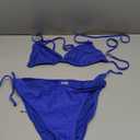 Women's Two Piece Bikini Swimsuit Sexy Ribbed Triangle Top Bathing Suits String Cheeky Bikini Sets, Size XL (Blue) 