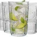 Bormioli Rocco Romantic Set Of 6 Cooler Glasses, 16 Oz. Clear Crystal Glass, Made In Italy