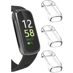 3 Pack Clear Protective Case Compatible with Fitbit Inspire 3 Screen Protector TPU Overall Bumper Case Ultra-Thin Full Face Cover Replacement Bumper Accessories for Inspire 3 Smartwatch