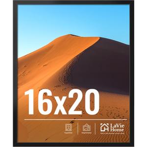 LaVie Home 16x20 Picture Frame for Wall Display, 16x20 Black Picture Frame with HD Plexiglas, 16 x 20 Poster Frame 1 Pack, Display Frame for Vertical or Horizontal, Classic Collection