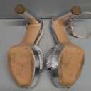 Goolita Bow Metallic Platform Heels for Women Chunky Buckle Ankle Strap Heeled Sandals Sexy Snakeskin Comfortable Party Bridal Shoes 42