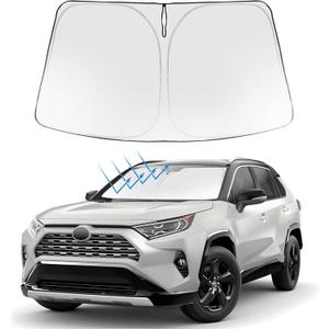Proadsy 2025 Upgrade Front Windshield Sun Shade Foldable RAV4 Sunshade Protector Custom Fit 2019-2025 RAV-4 SUV Crossover, TRD Off-Road, LE XLE Premium Limited XSE Hybrid Adventure Prime Accessories