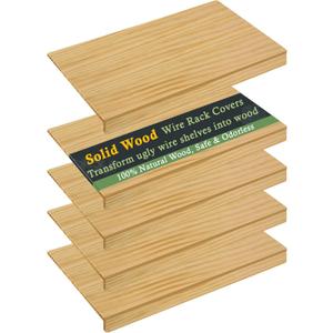 Solid Wood Shelf Covers for Wire Shelving, Wire Rack Covers for Pantry Shelves, Tool-Free & Snap-On (5pcs, 32" W x 16" D), 32"W x16"D x2.6"H
