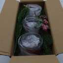Mason Jars with Lights & Pine Branches - 3 Piece Set for Farmhouse Indoor Christmas Centerpiece