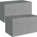 StorageWorks Gray Storage Cubes, 13x13 Storage Cube Bins with Handle, Cube Storage Organizer Bins for Shelves and Closet, Collapsible Storage Bins, 4-Pack