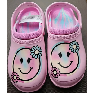 Smiley Face Size 3 Pink Children's Clogs Slip-on Slides Non-Slip Beach 12
