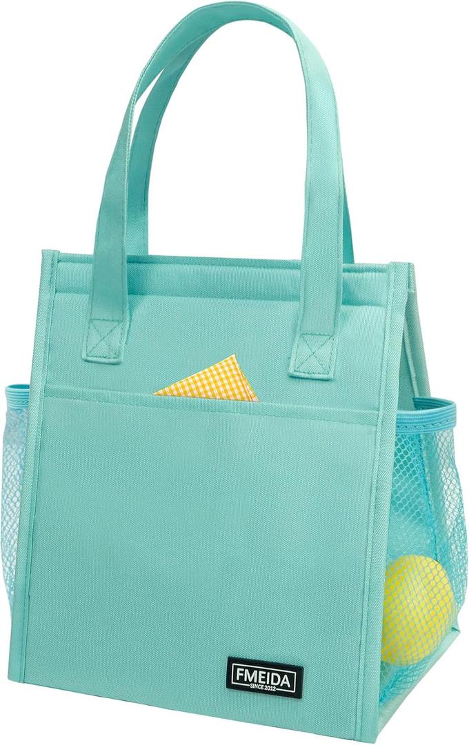 Fmeida Insulated Lunch Bag Women, 6.75L Small Lunch Bags with Multiple Pockets, Reusable Thermal Cooler Tote for Work, Office, Picnic, Travel | Hook and Loop Closure, Mint Blue
