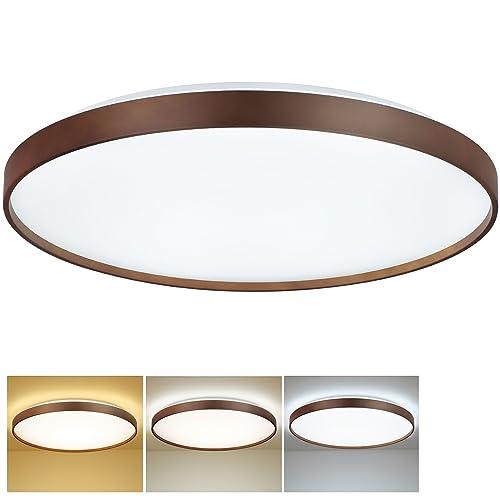 DLLT 35W Modern LED Flush Mount Ceiling Light, 23 Inch Thin Round Close to Ceiling Light, Wood Grain Low Profile Light Fixture for Kitchen, Bedroom, Living Room 3000-6000K 5 Color Adjustable
