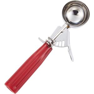 Cookie Scoop - #24 (1.35 oz) - Disher Scoops, Portion Scoop - Portion Control - 18/8 Stainless Steel, Red Handle