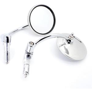 Classic Chrome Motorcycle Bar End Mirrors, Universal Round Rearview Side Mirrors Fit for 7/8'' Motorcycle Handlebar