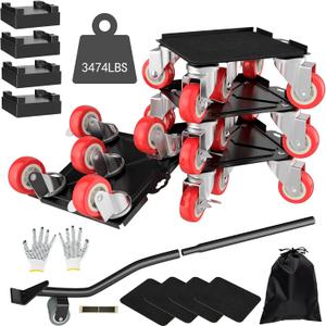 MYUEA Furniture Dolly,Furniture Movers with 5 Wheels,Carbon Steel Panel Heavy Duty Dolly,Maximum Load 3474LBS,Furniture Lifter with 5 360 Rotatable Rubber Universal Wheels(Black,6.89x6.9 in)