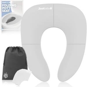 Jool Baby Folding Travel Potty Training Seat for Toddlers, Fits Round & Oval Toilets, Non-Slip Suction Cups, Includes Free Travel Bag (Gray) (1 Count (Pack of 1))