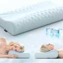 Ruizman Memory Foam Contour Pillow  Cooling Cervical Neck Pillow for Sleeping  Patented Ergonomic 2 Heights Design Contour Pillow for Side Back Stomach Sleepers (Light Blue)