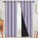 SimpleHome 100% Blackout Curtains for Bedroom,Thermal Insulated Grommet Window Drapes Room Darkening Lilac Curtains for Living Room with Black Back,52 x 84 Inch,2 Panels