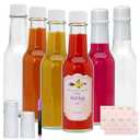 Brajttt 5oz Glass Bottle, Clear Woozy Bottles with Shrink Capsules,Empty Small Beverage/Canning Bottles with White Caps for Kitchen and Party,6 Pack