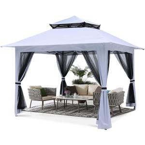 ABCCANOPY Pop Up Gazebo 13x13 - Outdoor Canopy Tent with Mosquito Netting for Patio Garden Backyard (White)