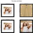 Hongkee 12x12 Picture Frame with Real Glass - 8x8 Wooden Frame with Mat, Horizontal and Vertical Display for Wall or Tabletop (Black, 1 Pack)